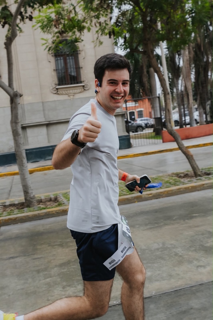 Lucas Sotomayor smiling during a race